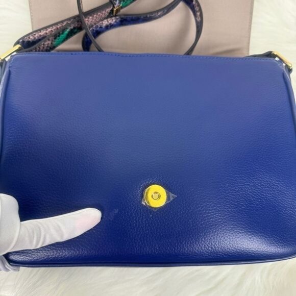 NWOT Wmns Vicenzo Leather Faith Genuine Leather Snake Accent Crossbody Bag Blue - Picture 9 of 13